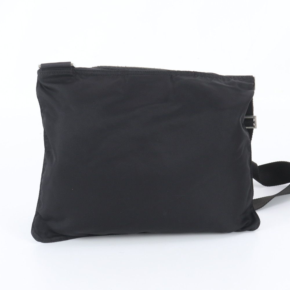 Prada Tessuto Nylon Triangle Logo Leather Shoulder Bag Crossbody Messenger Black — view 3