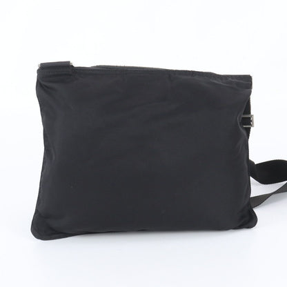 Prada Tessuto Nylon Triangle Logo Leather Shoulder Bag Crossbody Messenger Black — view 3