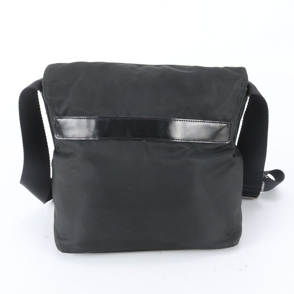Prada Tessuto Nylon Triangle Logo Leather Shoulder Bag Crossbody Messenger — view 3