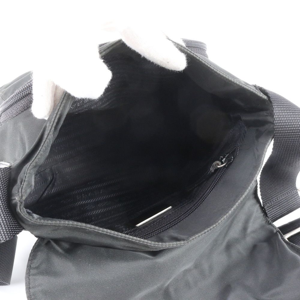 Prada Tessuto Nylon Triangle Logo Leather Shoulder Bag Crossbody Messenger — view 7