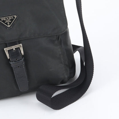 Prada Tessuto Nylon Triangle Logo Leather Shoulder Bag Crossbody Messenger — view 2