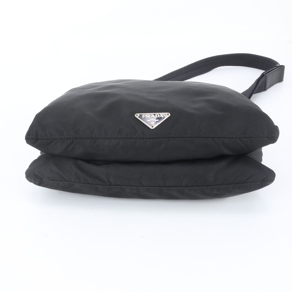 Prada White Tessuto Nylon Triangle Logo Leather Shoulder Bag Crossbody — view 5