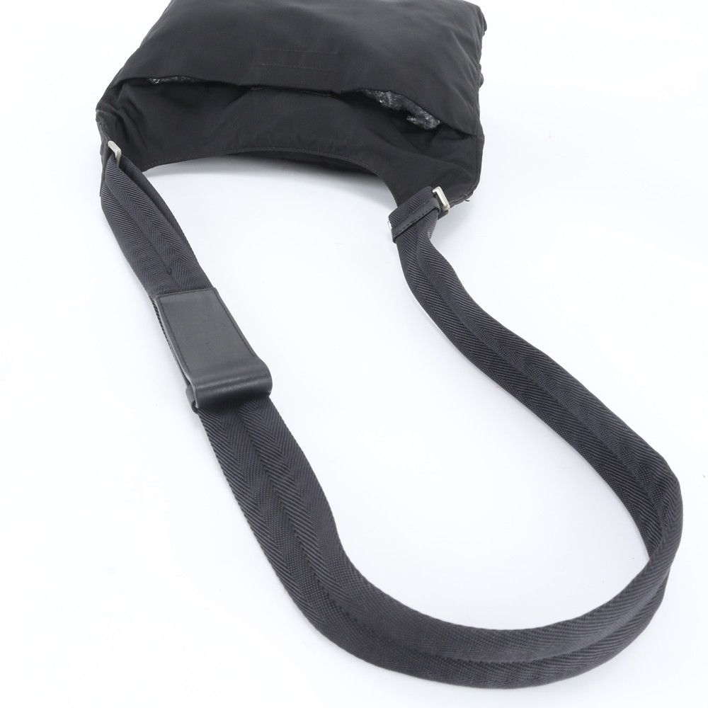 Prada White Tessuto Nylon Triangle Logo Leather Shoulder Bag Crossbody — view 2