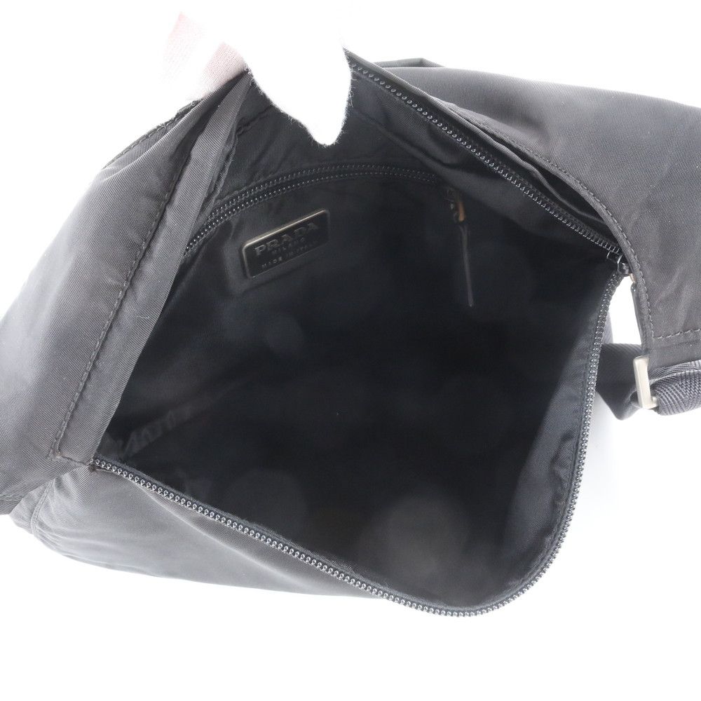 Prada White Tessuto Nylon Triangle Logo Leather Shoulder Bag Crossbody — view 8
