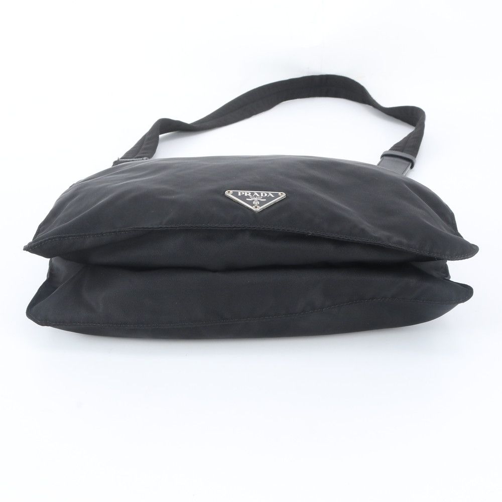 Prada White Tessuto Nylon Triangle Logo Leather Shoulder Bag Crossbody — view 6