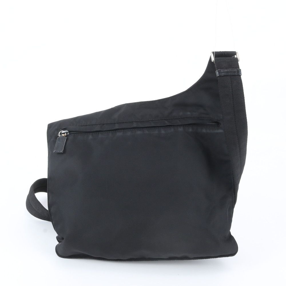 Prada White Tessuto Nylon Triangle Logo Leather Shoulder Bag Crossbody — view 3