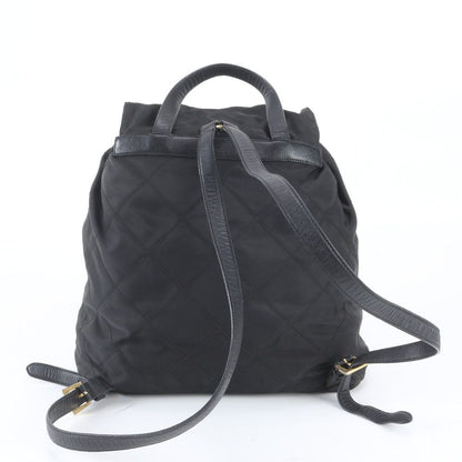 Prada Tessuto Nylon Triangle Logo Leather Backpack Black — view 3