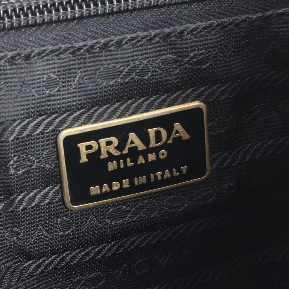 Prada Tessuto Nylon Triangle Logo Leather Backpack Black — view 8