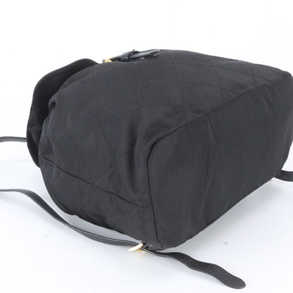 Prada Tessuto Nylon Triangle Logo Leather Backpack Black — view 4