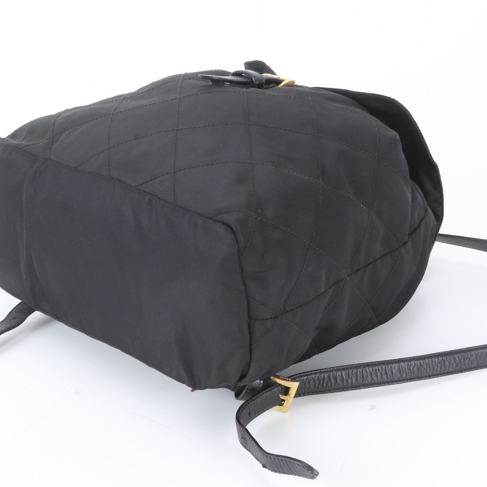 Prada Tessuto Nylon Triangle Logo Leather Backpack Black — view 6