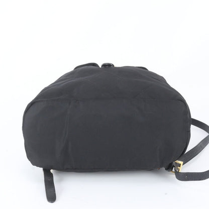 Prada Tessuto Nylon Triangle Logo Leather Backpack Black — view 5