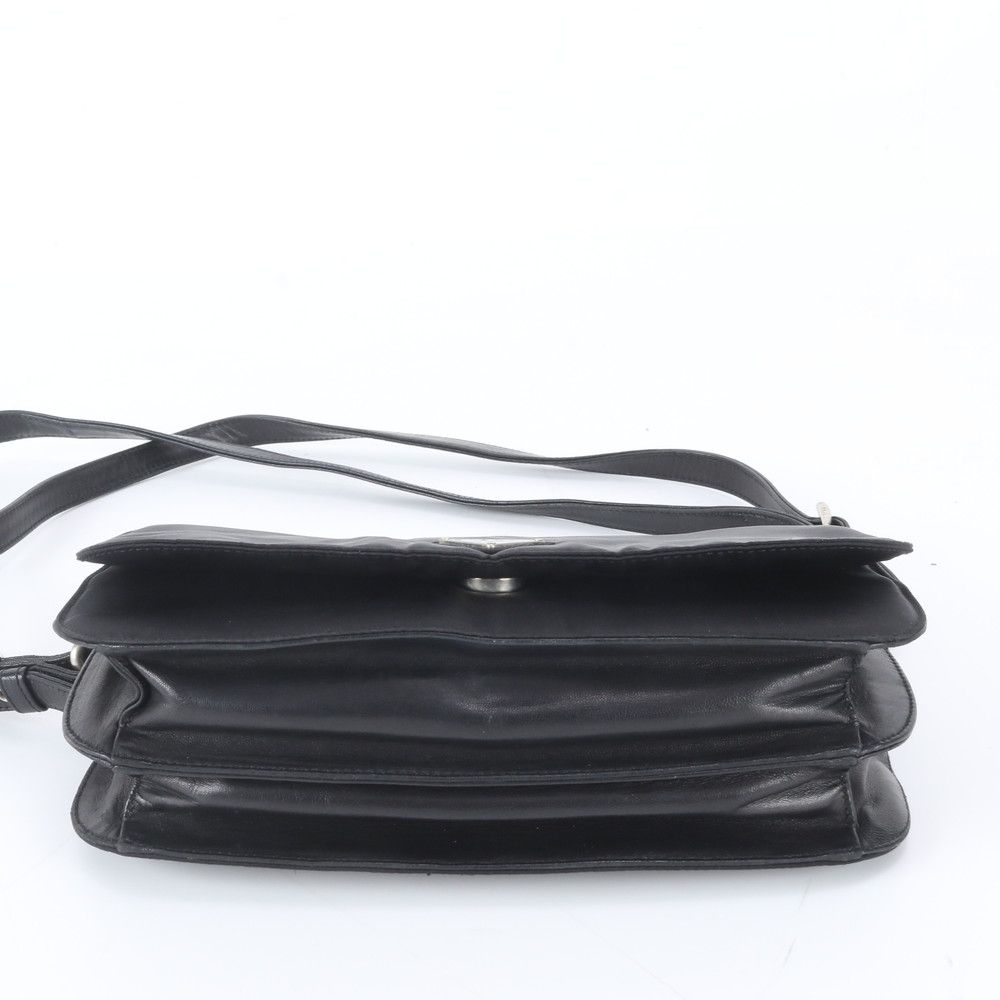 Prada Tessuto Nylon Triangle Logo Leather Shoulder Bag Black — view 5
