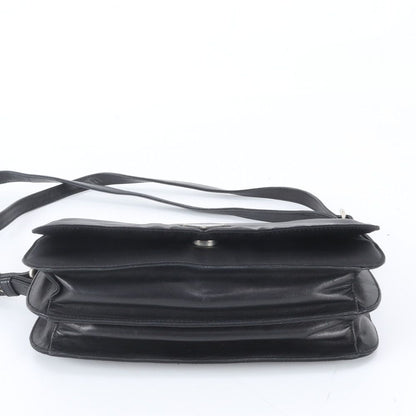 Prada Tessuto Nylon Triangle Logo Leather Shoulder Bag Black — view 5