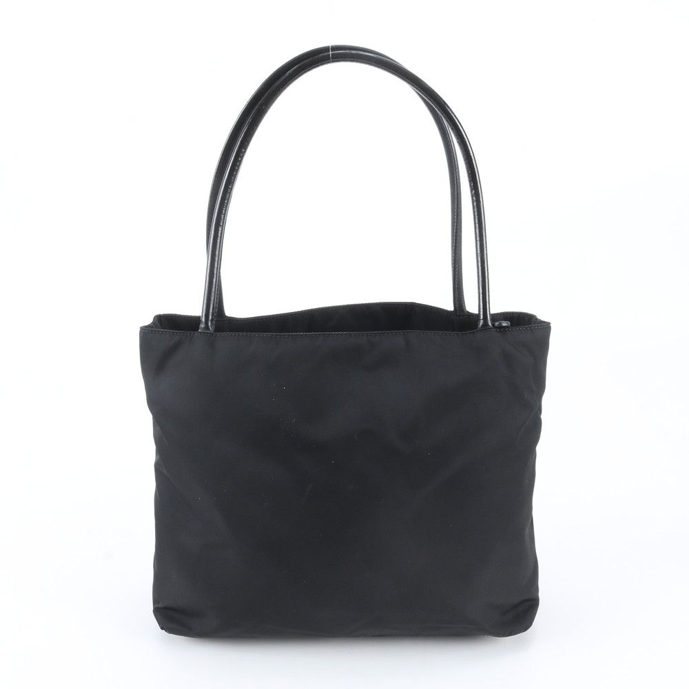 Prada Tessuto Nylon Triangle Logo Leather Tote Bag Shoulder — view 3