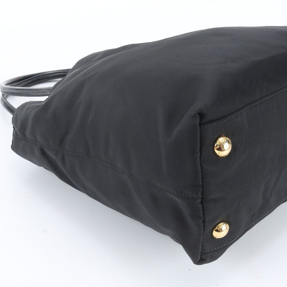 Prada Tessuto Nylon Triangle Logo Leather Tote Bag Shoulder — view 6