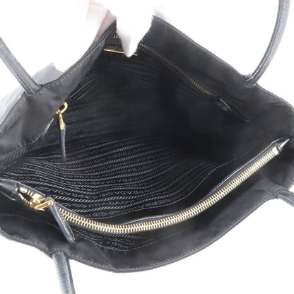 Prada Tessuto Nylon Triangle Logo Leather Tote Bag Shoulder — view 8