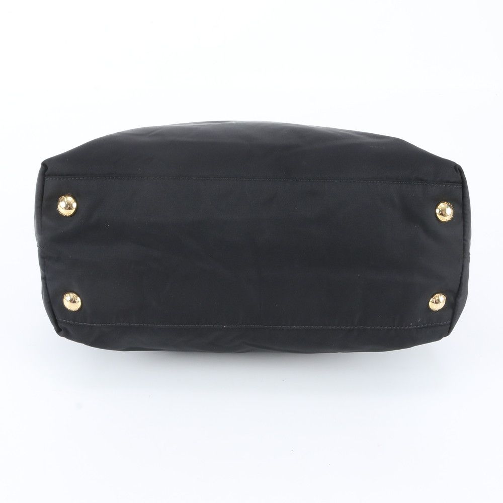 Prada Tessuto Nylon Triangle Logo Leather Tote Bag Shoulder — view 5