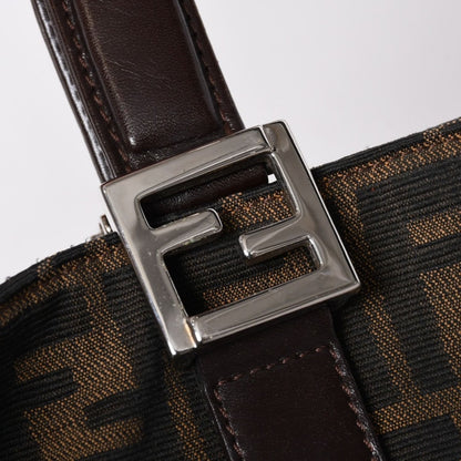 Fendi Tote Bag Zucca Pattern Canvas Leather Brown Silver — view 4