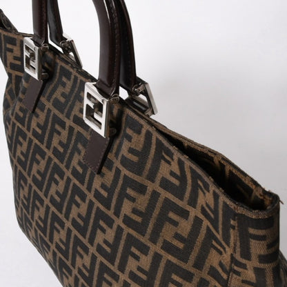 Fendi Tote Bag Zucca Pattern Canvas Leather Brown Silver — view 7