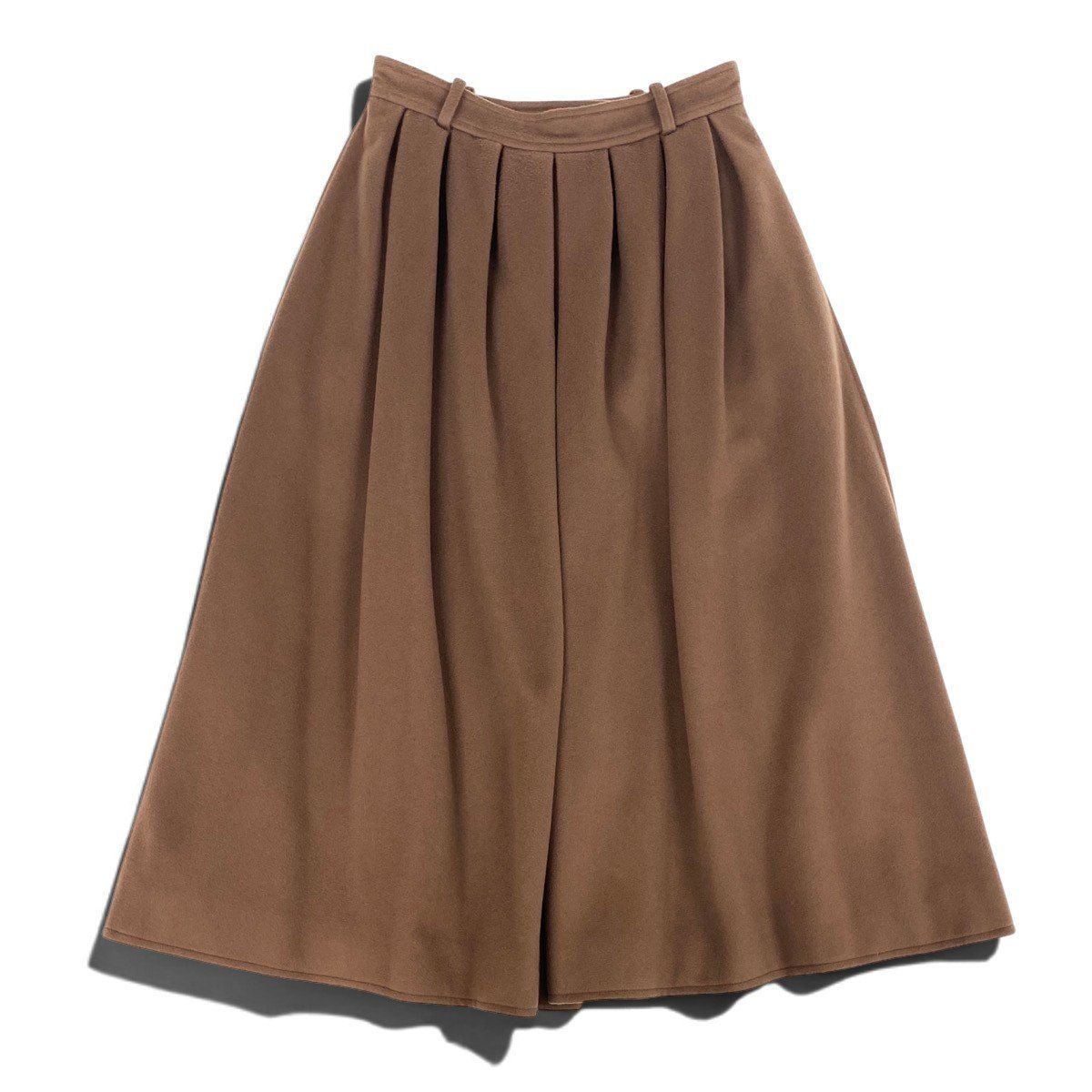 Chanel Store Heavy Melton Pleated Double Skirt CC Logo Button Brown — view 3