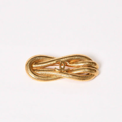 Chanel CC Logo Brooch 97 Metal Gold Rope Motif — view 2