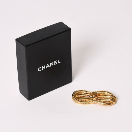 Chanel CC Logo Brooch 97 Metal Gold Rope Motif