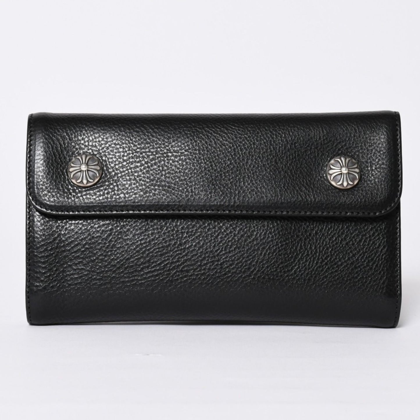 Chrome Hearts Wave Btn Novelty Blanc Wallet Cross Button Black