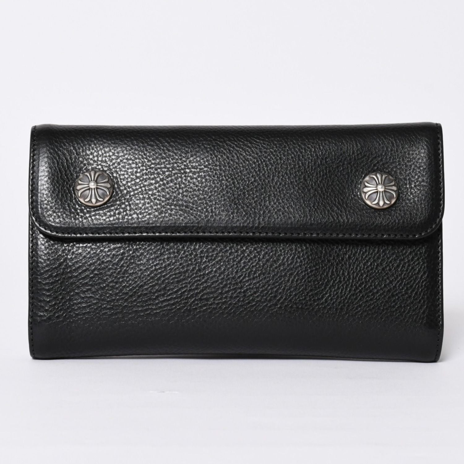 Chrome Hearts Wave Btn Novelty Blanc Wallet Cross Button Black