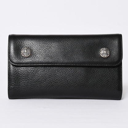 Chrome Hearts Wave Btn Novelty Blanc Wallet Cross Button Black