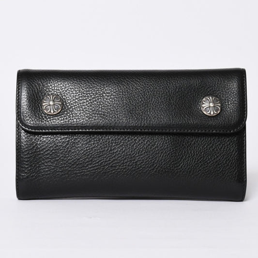 Chrome Hearts Wave Btn Novelty Blanc Wallet Cross Button Black