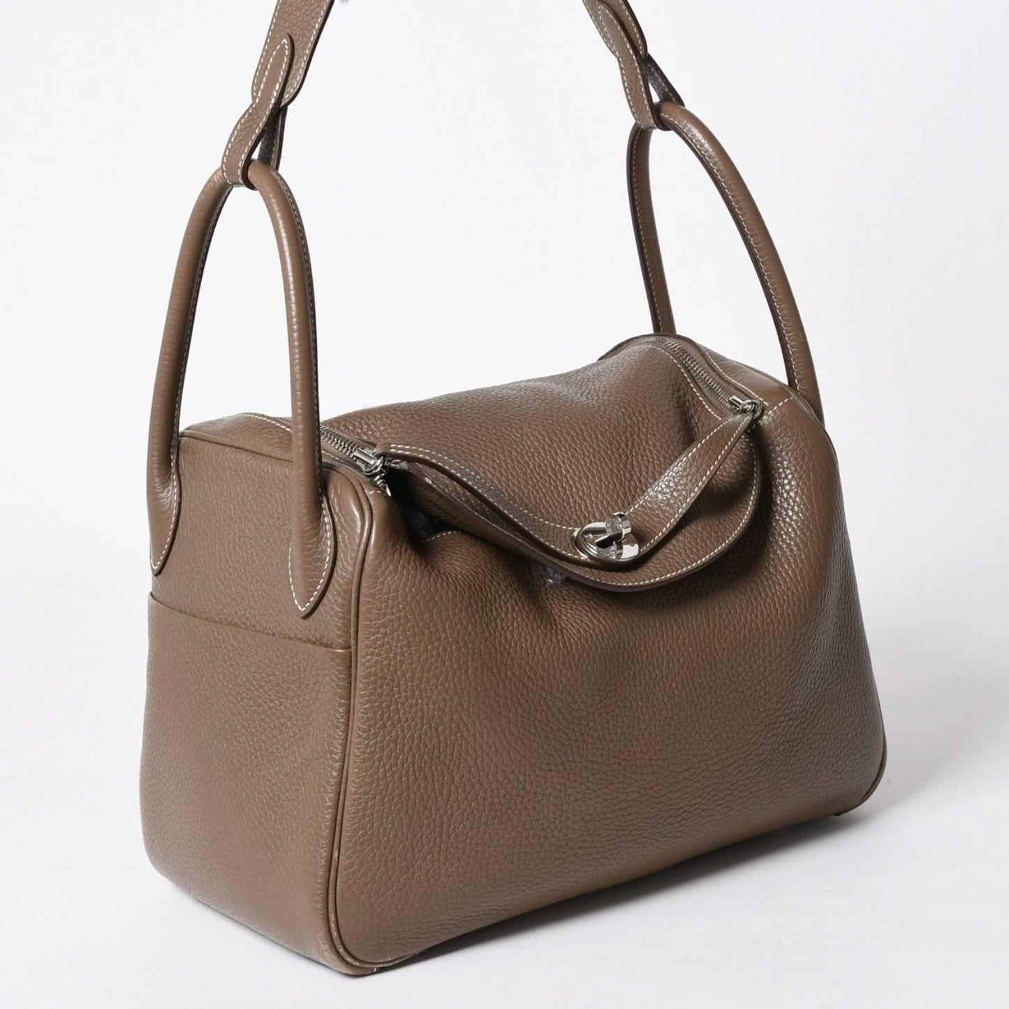 Hermes 2-Way Bag Lindy 30 Etoupe Taurillon Clemence Silver — view 3