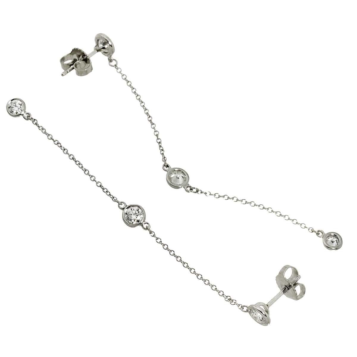 Tiffany & Co by the Yard Drop Diamond Earrings Platinum — view 3