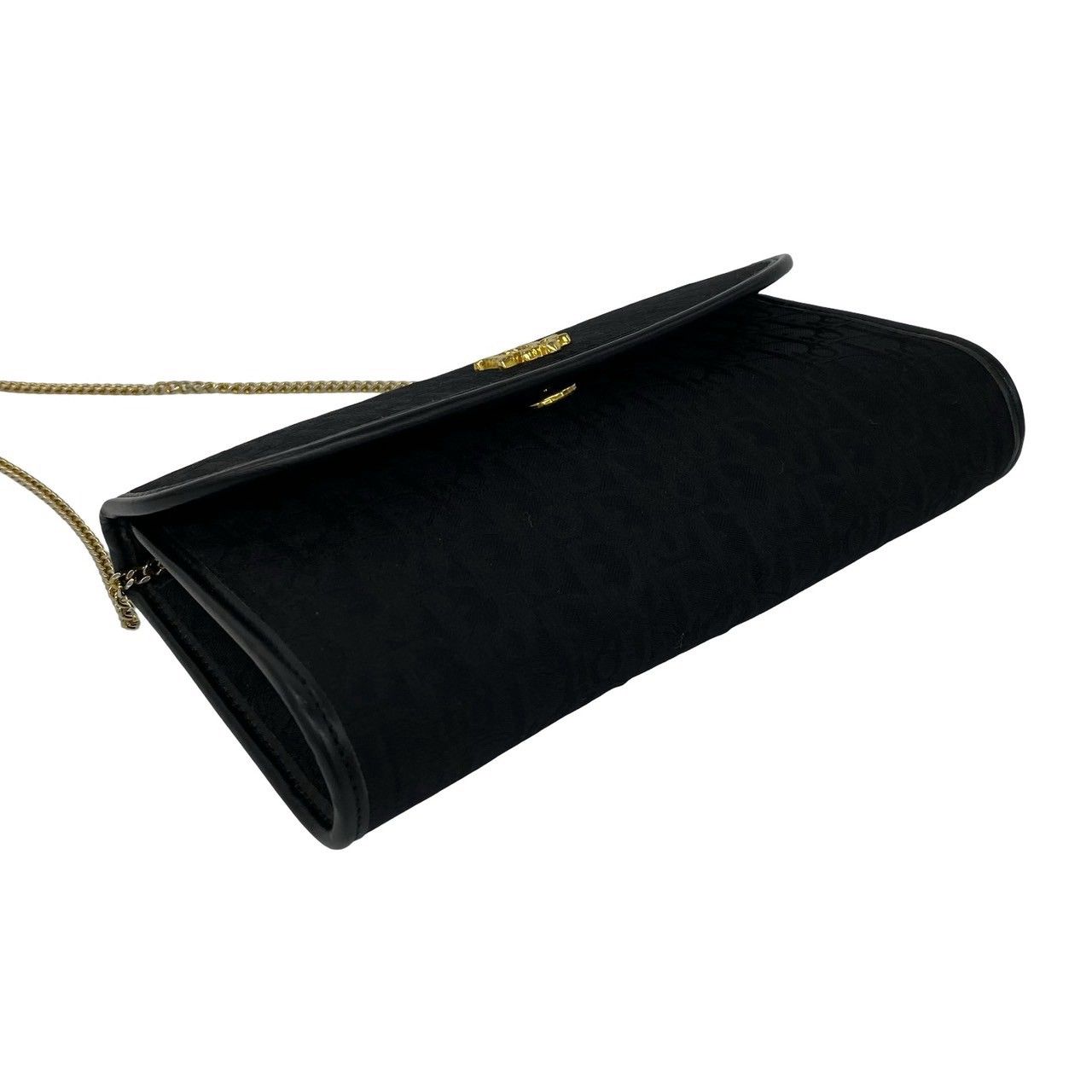 Dior Logo Trotter Pattern Canvas Leather Shoulder Bag Pochette Black — view 7