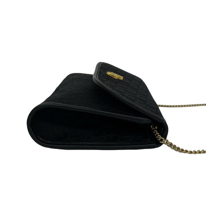 Dior Logo Trotter Pattern Canvas Leather Shoulder Bag Pochette Black — view 6