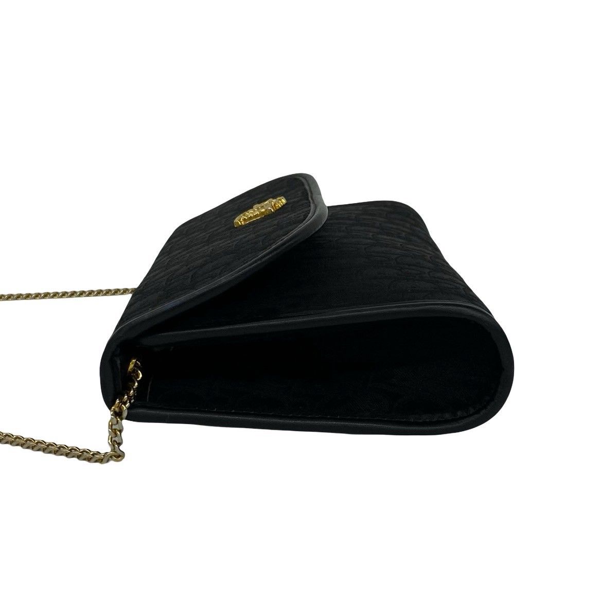 Dior Logo Trotter Pattern Canvas Leather Shoulder Bag Pochette Black — view 5
