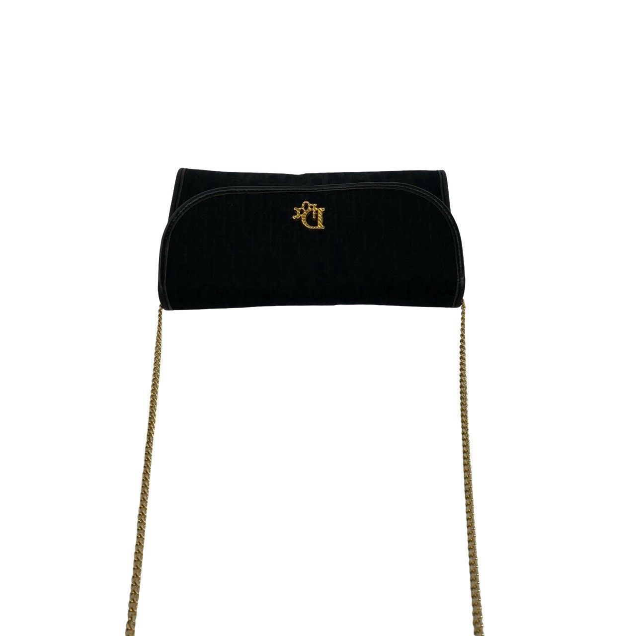 Dior Logo Trotter Pattern Canvas Leather Shoulder Bag Pochette Black — view 4