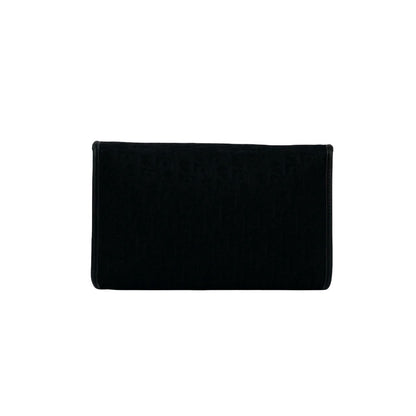 Dior Logo Trotter Pattern Canvas Leather Shoulder Bag Pochette Black — view 3