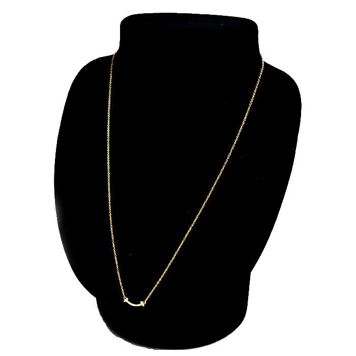 Tiffany & Co 18K Yellow Gold T Smile Mini Necklace Diamond 41/46 — view 6