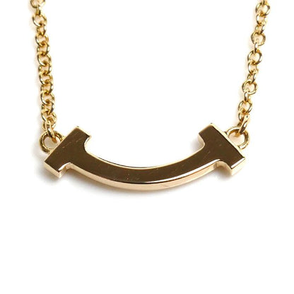 Tiffany & Co 18K Yellow Gold T Smile Mini Necklace Diamond 41/46 — view 3