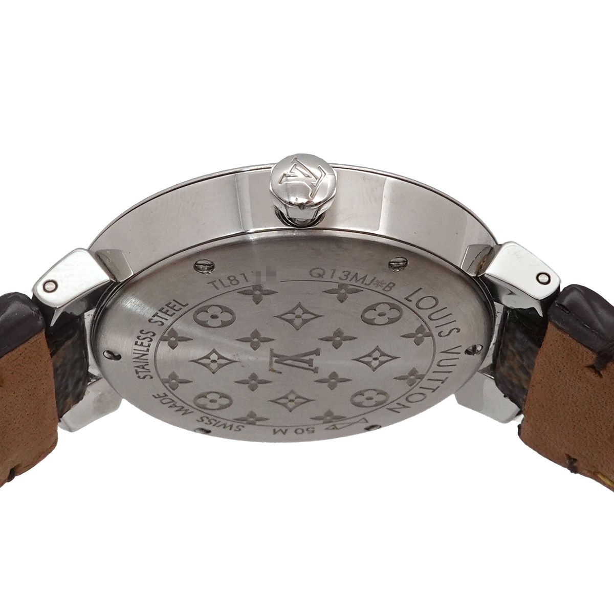 Louis Vuitton Tambour Monogram Watch Diamond Silver Quartz — view 5