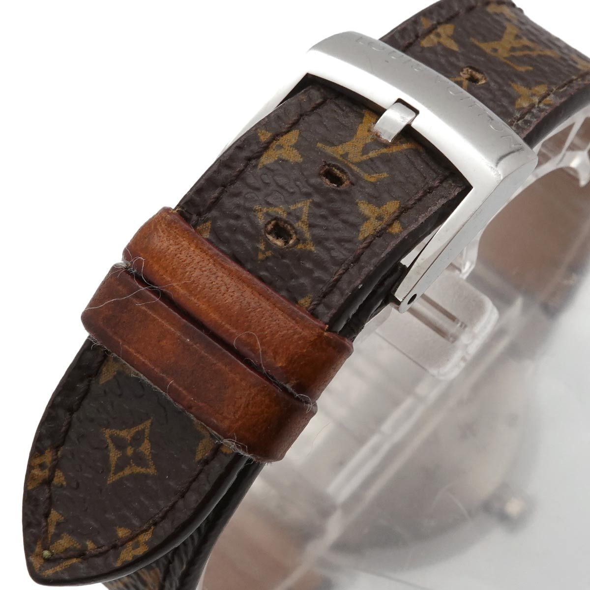 Louis Vuitton Tambour Monogram Watch Diamond Silver Quartz — view 6