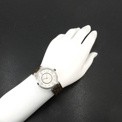 Louis Vuitton Tambour Monogram Watch Diamond Silver Quartz — view 3