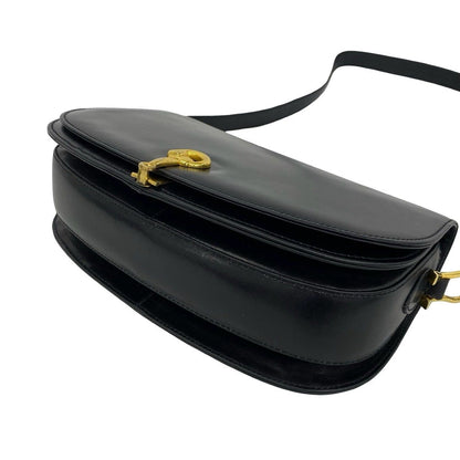 Gucci Vintage Horsebit Leather Shoulder Bag Pochette Black — view 8
