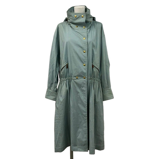Hermes Coat M Light Blue Hooded Sellier Buttons 38