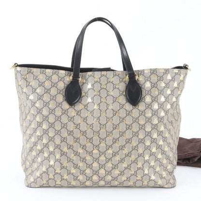 Gucci GG Supreme Bee Leather Tote Bag Shoulder Hand
