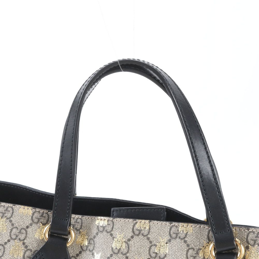 Gucci GG Supreme Bee Leather Tote Bag Shoulder Hand — view 2