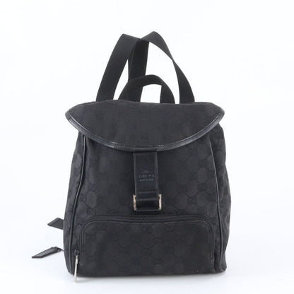 Gucci GG Canvas Leather Backpack Shoulder Bag Black