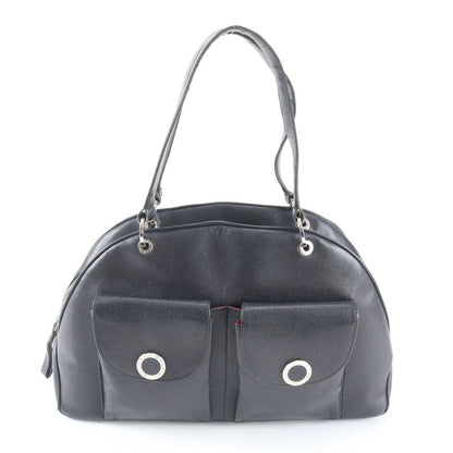 Bvlgari Mini Boston Leather Shoulder Bag Hand Black