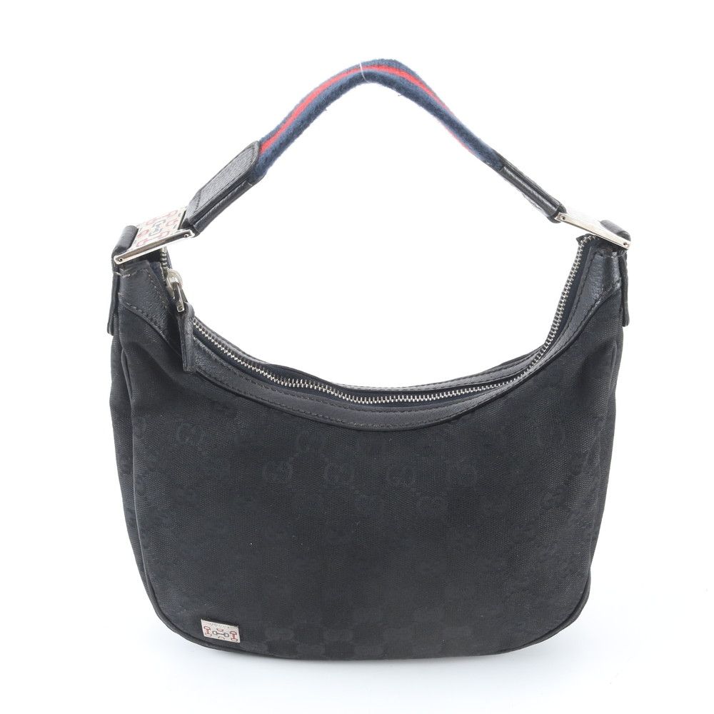 Gucci GG Canvas Sherry Line Hobo Leather Shoulder Bag