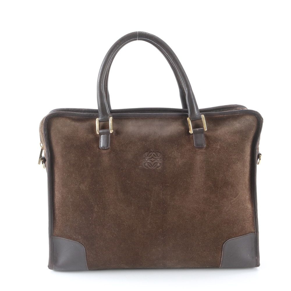 Loewe Amazona Leather Business Briefcase Tote Bag Brown